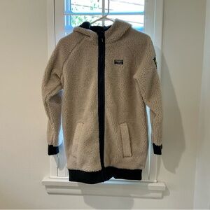 LL Bean Great Quality Hooded Zippered Sherpa Fleece Jacket - Youth Size 14/16